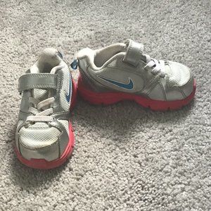 Nike Silver and Pink Baby Shoes Size 6c